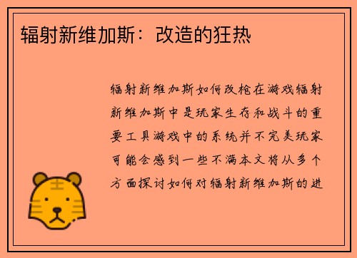 辐射新维加斯：改造的狂热
